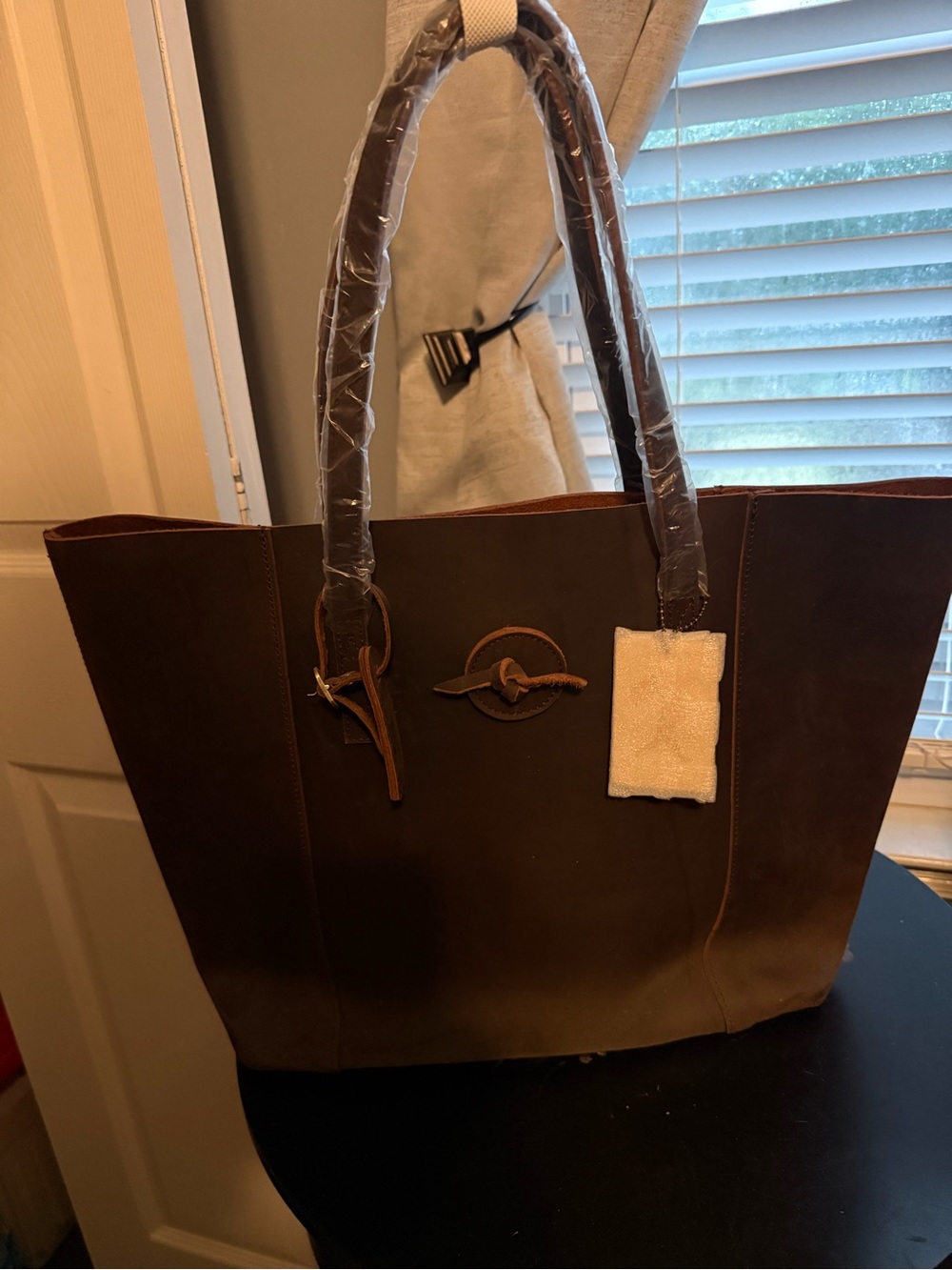 Baseballism Genuine Leather Dark Brown Tote Bag NWT Distressed Leather